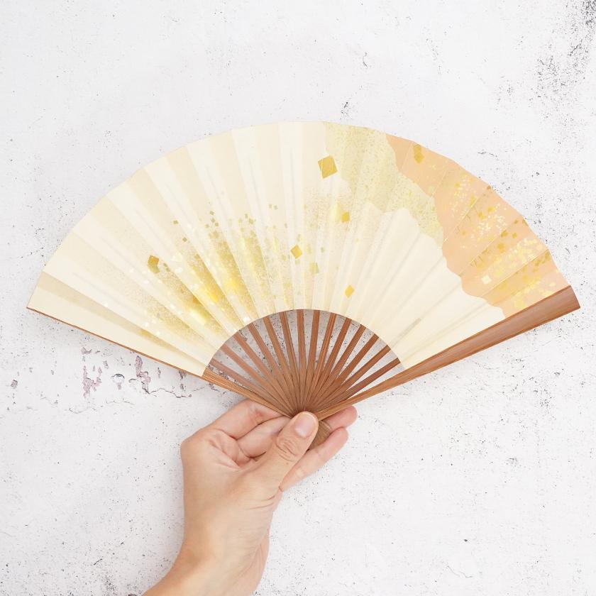 【扇子】女持 箔 橙 本煤竹 | 江戸扇子|雲錦堂 深津扇子店 - Image 3