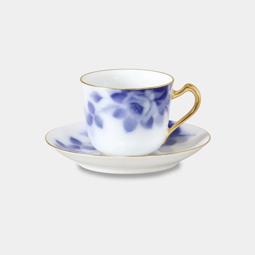 【磁器】大倉陶園 ブルーローズ コーヒーカップ&ソーサー