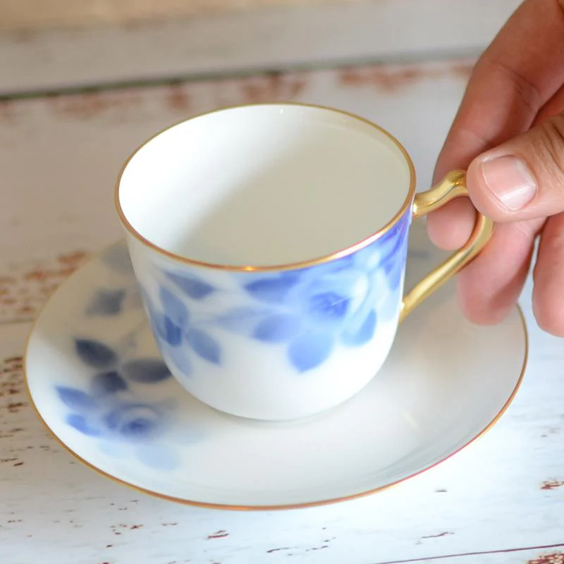 【磁器】大倉陶園 ブルーローズ コーヒーカップ&ソーサー - Image 3