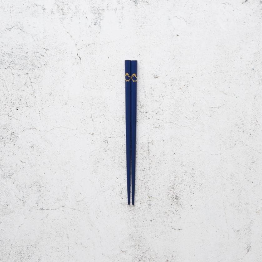 【輪島うるし箸 】橋本幸作漆器店 干支 こども箸 とり 藍 (1膳, 名入れ可)