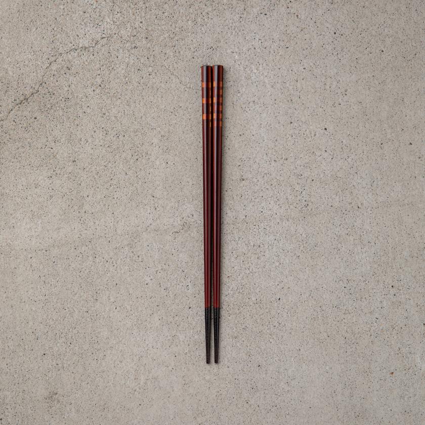 【漆 溜塗】十八膳 箸 だん 段々金 (1膳)