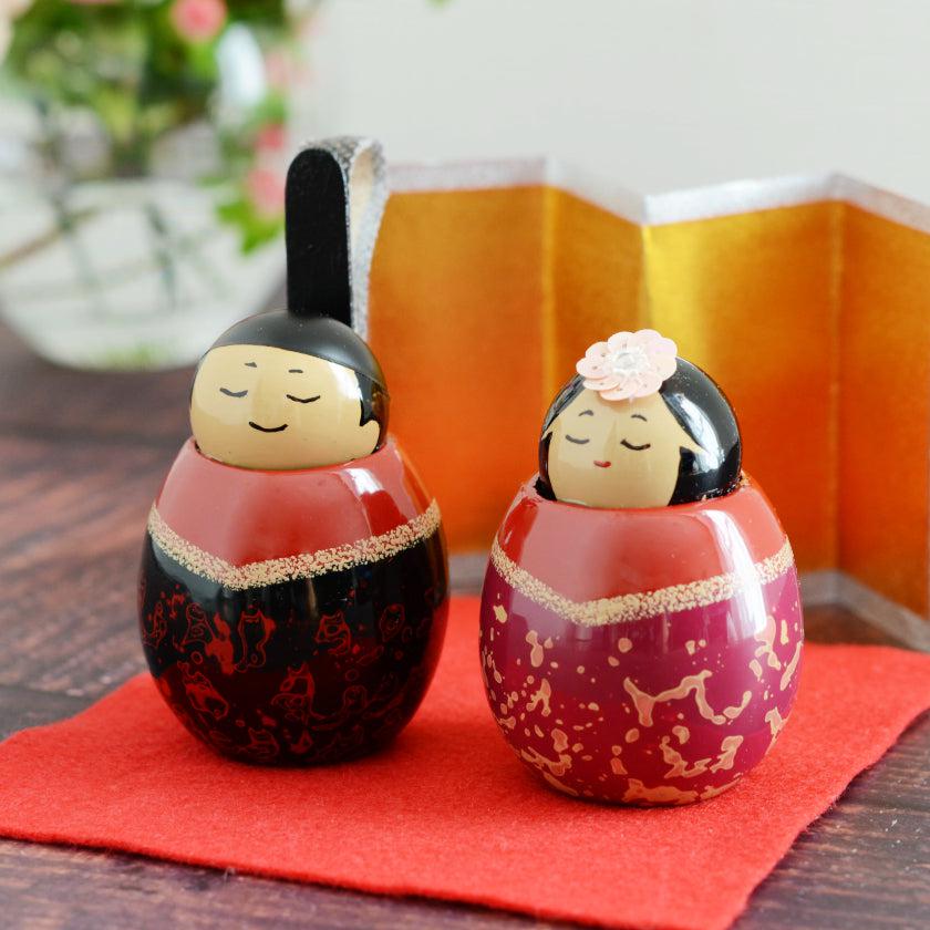 【ひな人形】ミニ親王飾り (殿:黒、姫:紅) | 津軽塗 - Image 8