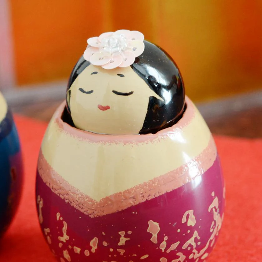 【ひな人形】ミニ親王飾り (殿:青、姫:紅) | 津軽塗 - Image 9