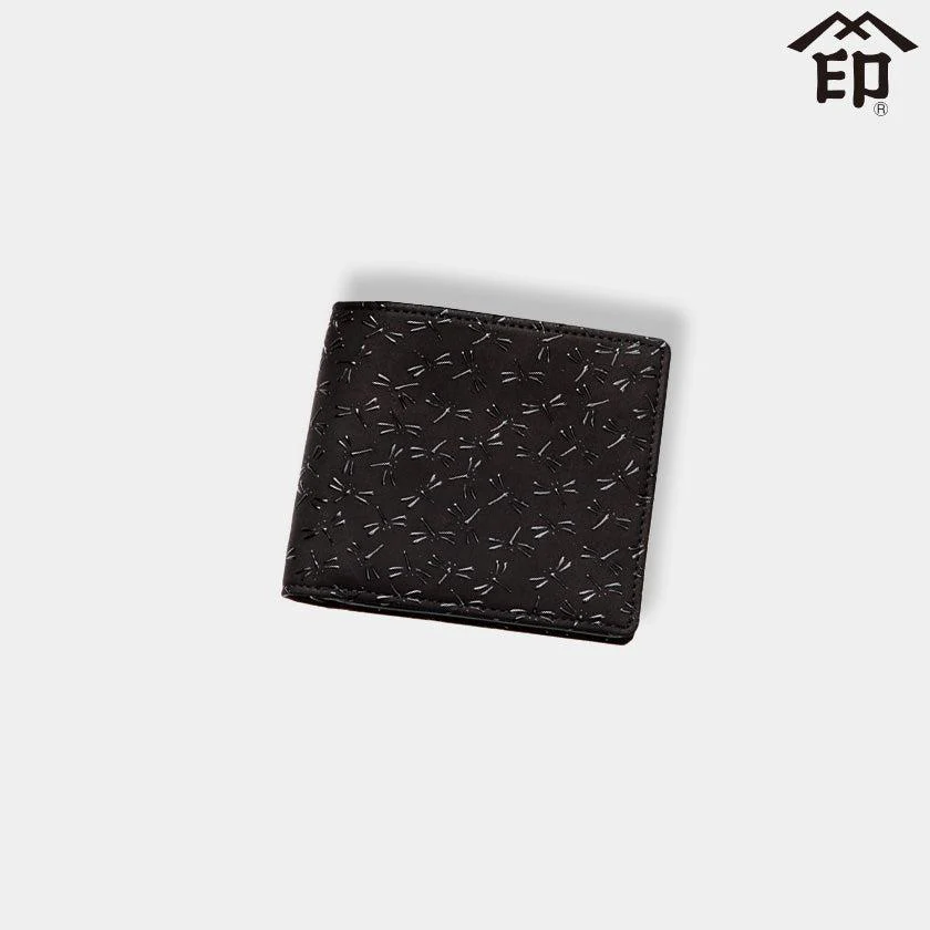 【財布】札入れF トンボ (黒地x黒漆) | 甲州印伝 | 印傳屋