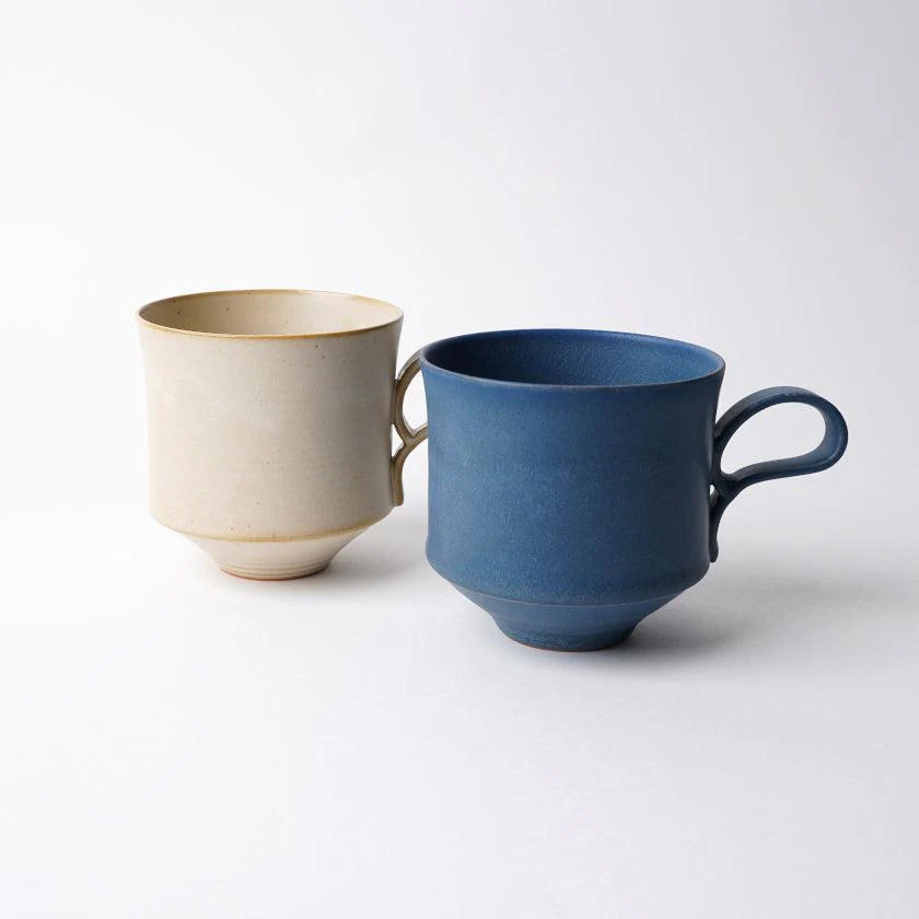 【マグカップ2個セット】Mat (角) 青 & 白 | 京焼・清水焼 | fuuu - Image 5